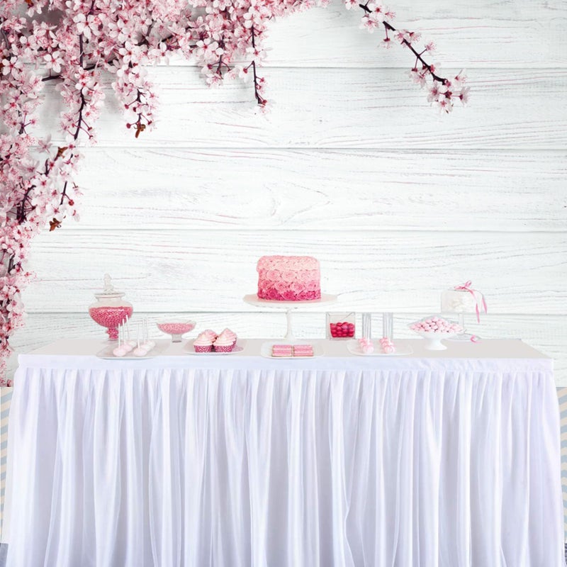 Baocicco 10x6.5ft Valentine's Day Backdrop Countryside Rustic White Wood Plank with Wood Texture Spring Pink Blossom Peach Apricot Cherry Background Children Baby Adults Portraits Backdrop - Image 4
